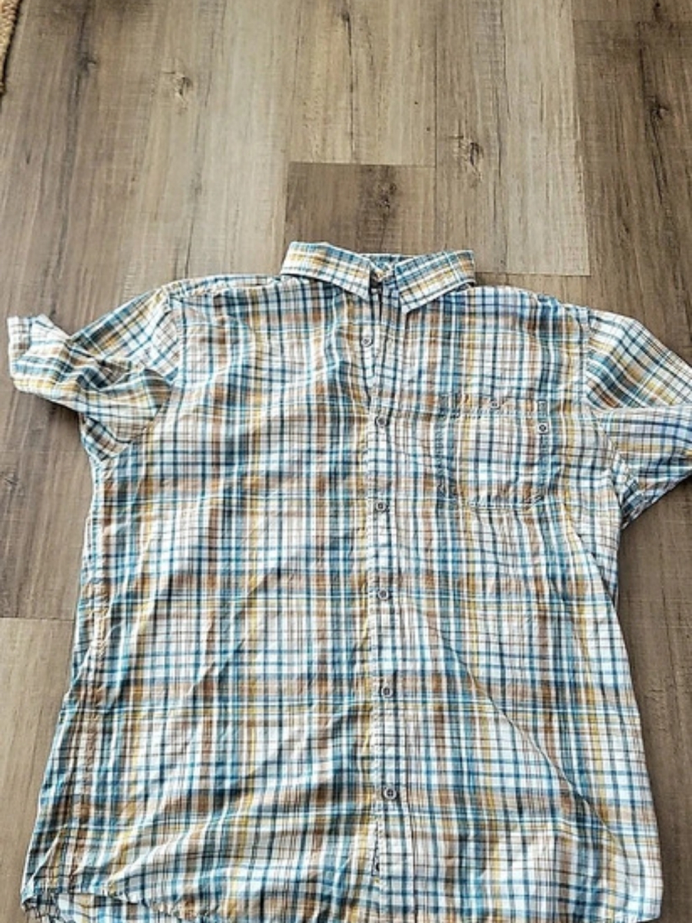 Marmot Plaid Short Sleeve Shirt in Blue & White Large